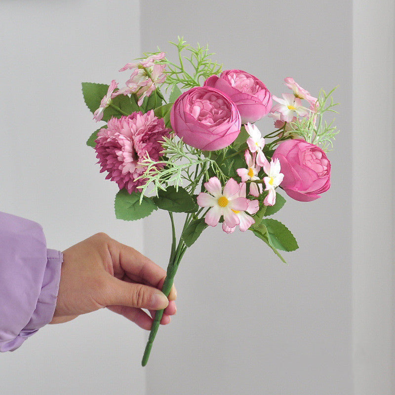 Bulk 12" Small Mixed Peony Daisy Mum Bush Bouquet for Table Floral Arrangements Wholesale