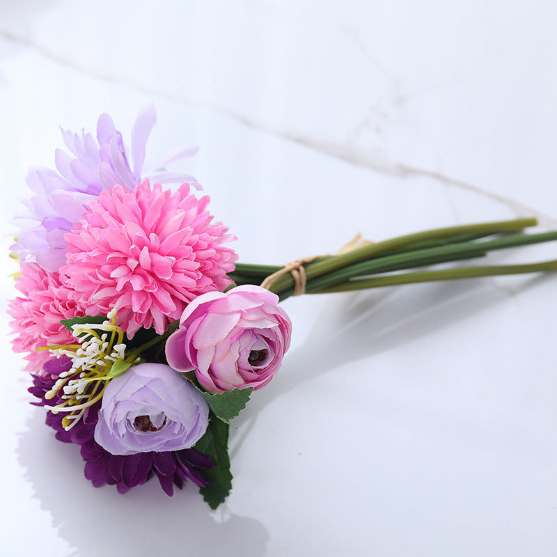 Bulk 12" Mixed Bouquet of Faux Chrysanthemum Pompon and Peony Buds Wholesale