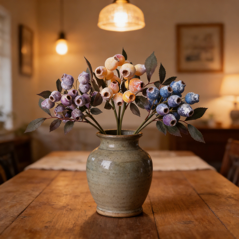 Bulk 3PCS 12" Faux Pipe Fruit Stems Artificial Lithocarpus pachylepis Fruits for Vase Fillers Boho Home Decor Wholesale