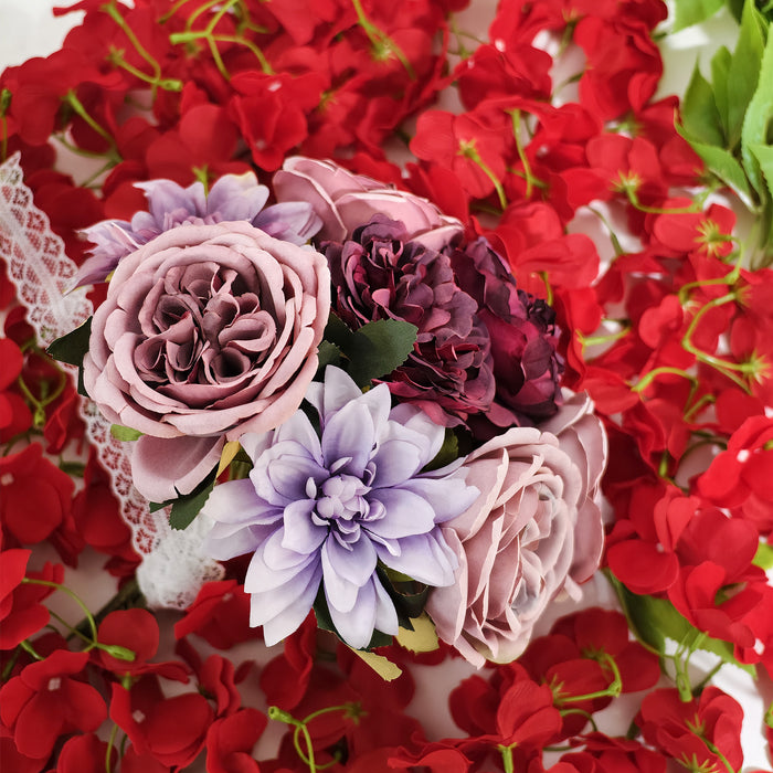 Bulk Luxury Box Plum Velvet Accent Artificial Silk Flowers Peony Dahlia with Stems for DIY Wedding