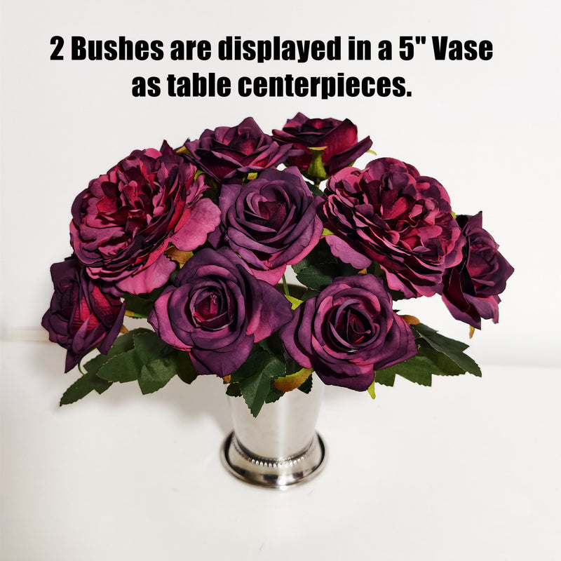 Bulk 11" Small Artificial Plum Peony Bush Stems for Table Centerpieces Wholesale