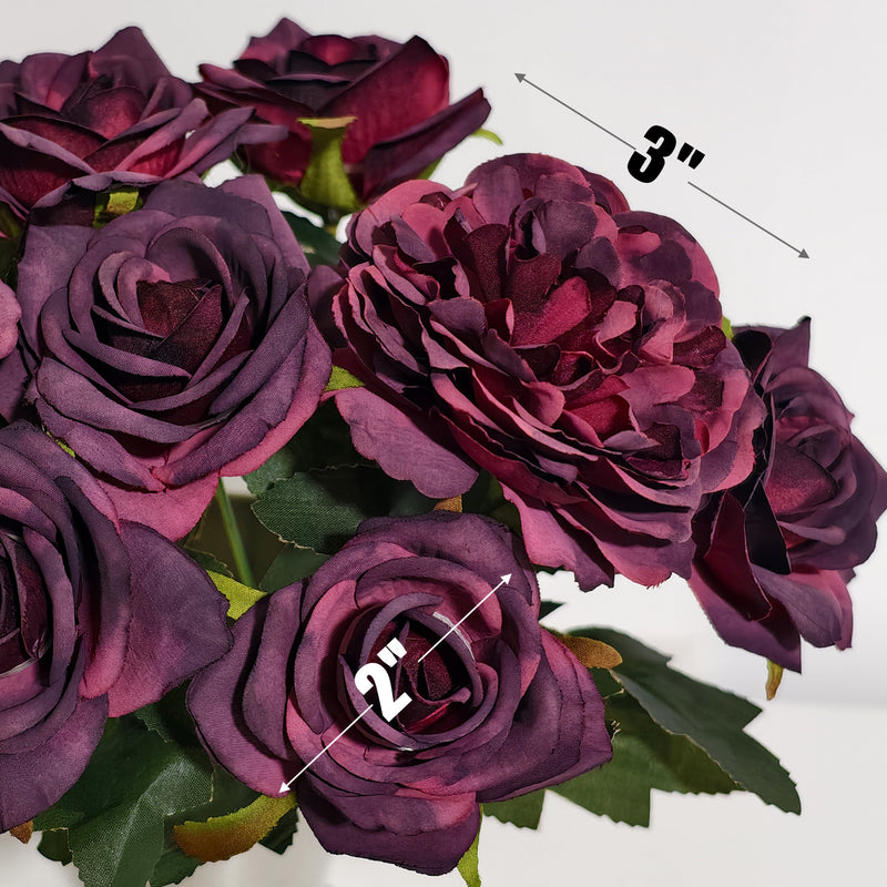 Bulk 11" Small Artificial Plum Peony Bush Stems for Table Centerpieces Wholesale