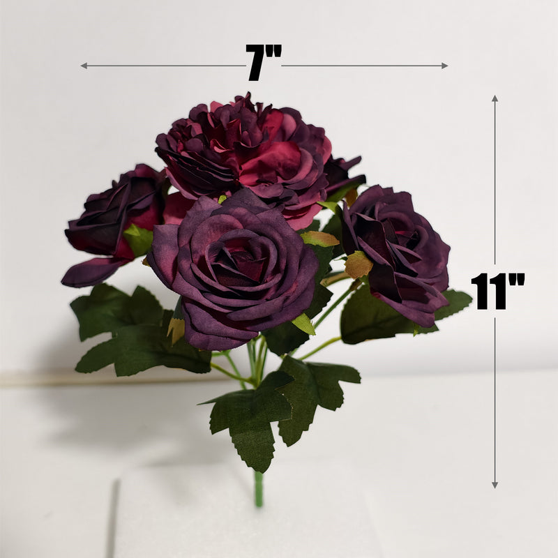 Bulk 11" Small Artificial Plum Peony Bush Stems for Table Centerpieces Wholesale