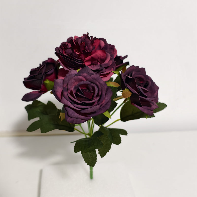 Bulk 11" Small Artificial Plum Peony Bush Stems for Table Centerpieces Wholesale