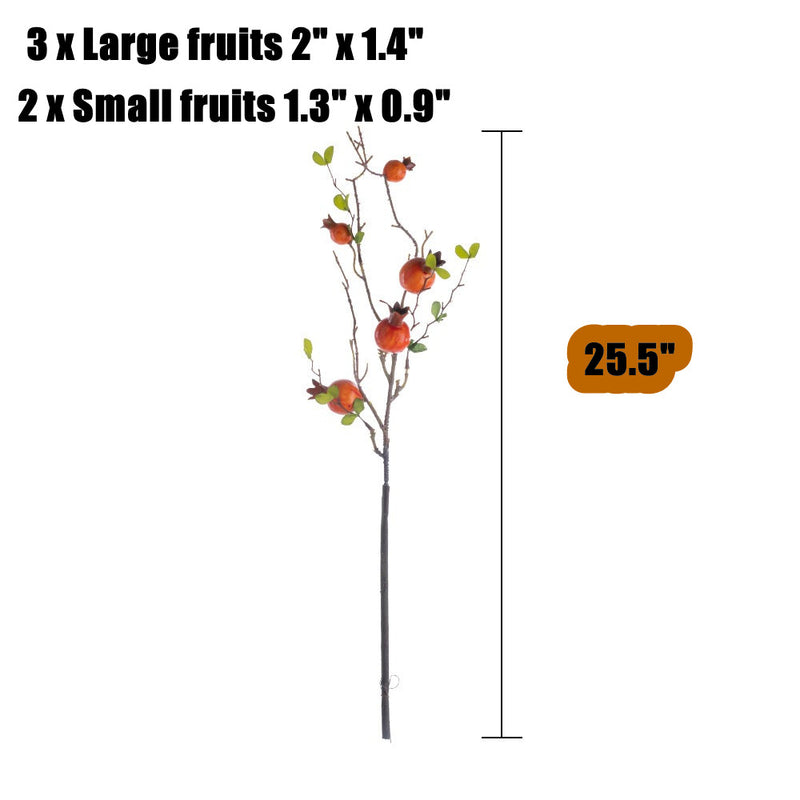 Bulk 25.5 inches Tall Pomegranate Stems Spray Artificial Fruits Autumn Decoration Wholesale