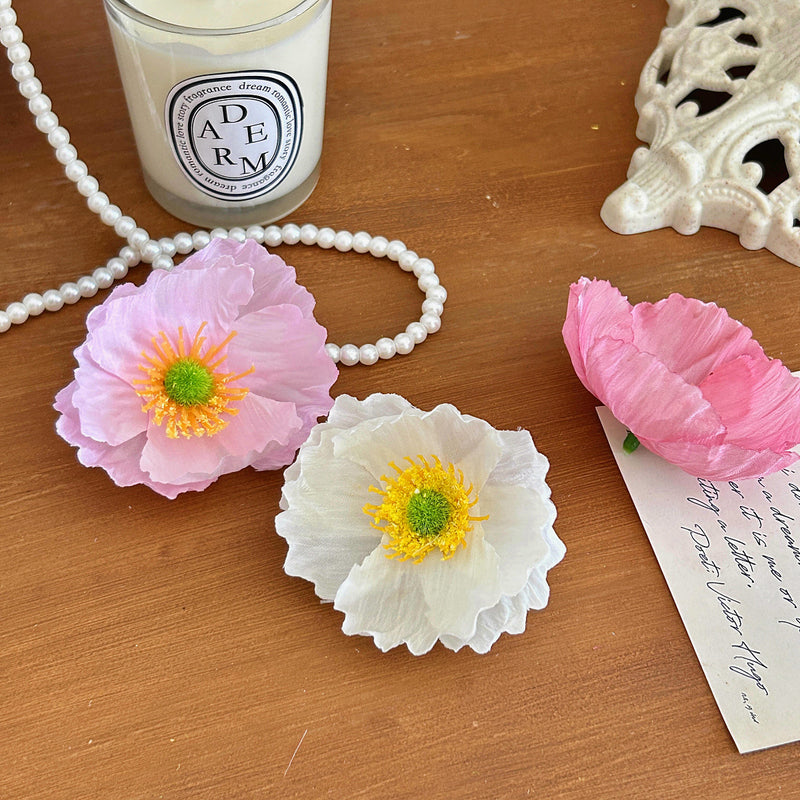 Lot de 10 têtes de fleurs de pavot en soie pour l'artisanat en gros