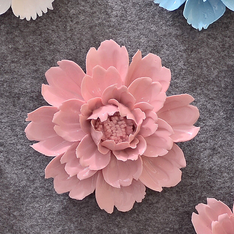 Bulk 4.7" Porcelain Peony Flowers Ceramic Artificial Hanging Decoration Wholesale