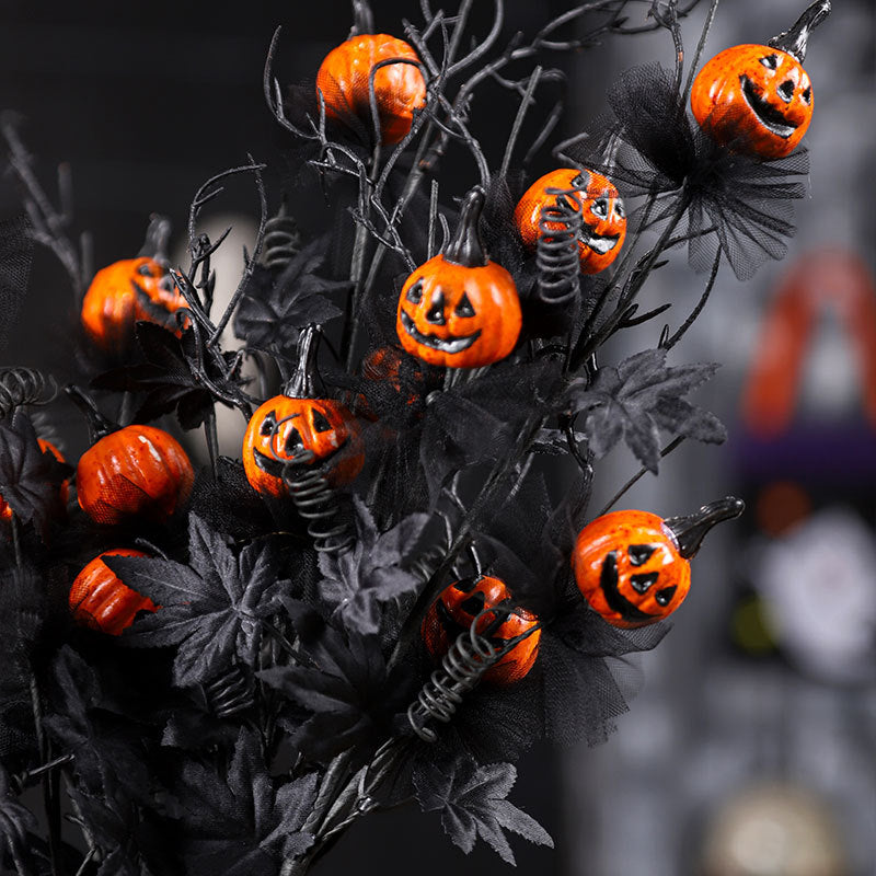 Lot de 5 tiges et branches de citrouille artificielles pour Halloween, 45,7 cm, décoration d'Halloween, vente en gros