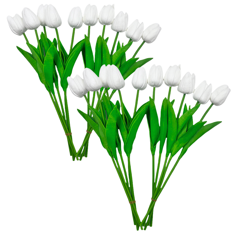 Bulk 20pcs White Tulips Faux Flowers White for Spring Mother's Day Easter Gifts Wholesale