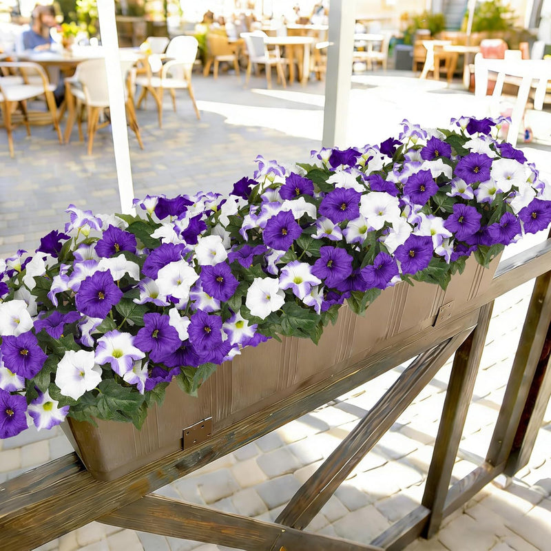 Bulk 12 Bundles Artificial Petunias Flowers for Outdoors Flowers Plants UV Resistant Look Real Silk Flowers for Outside Wholesale