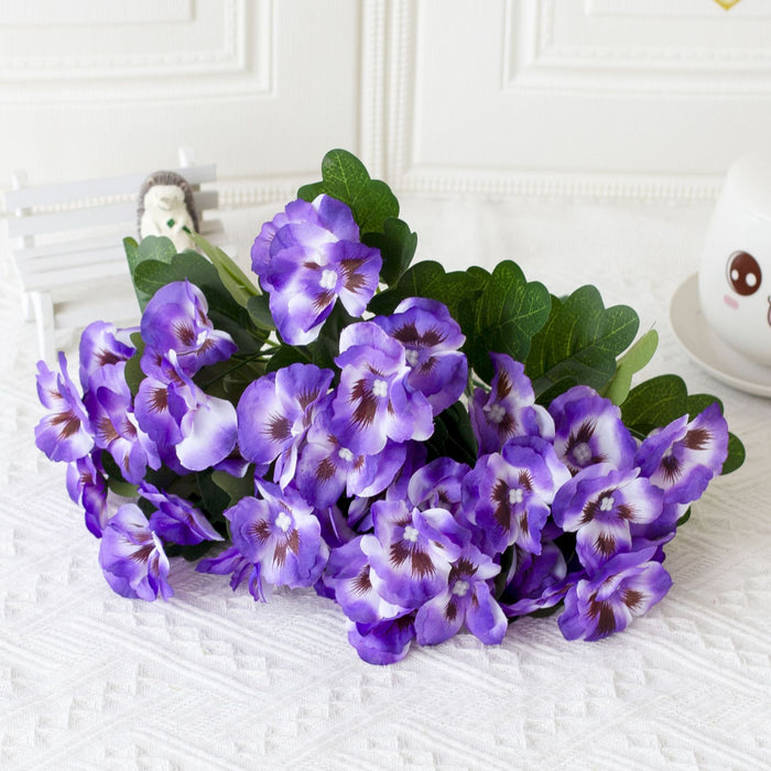 Bulk 2pcs Pansy Bush Artificial Flowers UV Resistant for Outdoors Wholesale