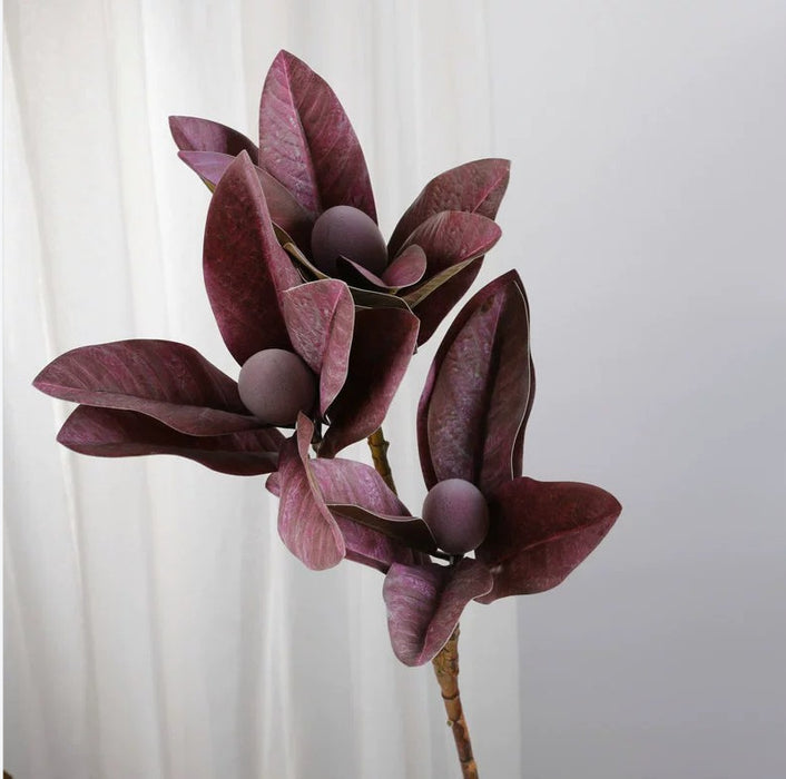 Bulk 12pcs 33" Magnolia Leaves With Fruits Stems Spray Artificial Fall Branch Leaves Wholesale