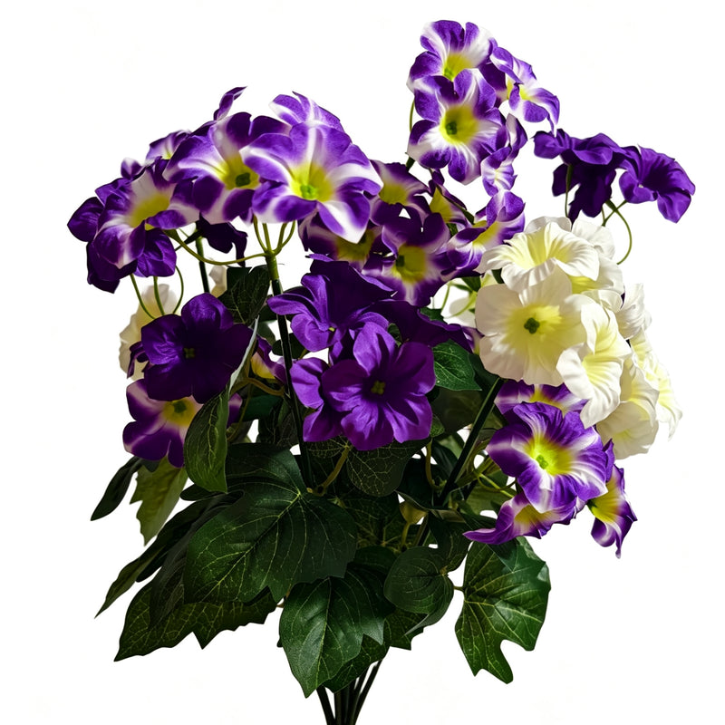 Bulk Upgraded 19" UV-Resistant Artificial Petunias – Realistic Silk Flowers for Outdoor Decor Wholesale