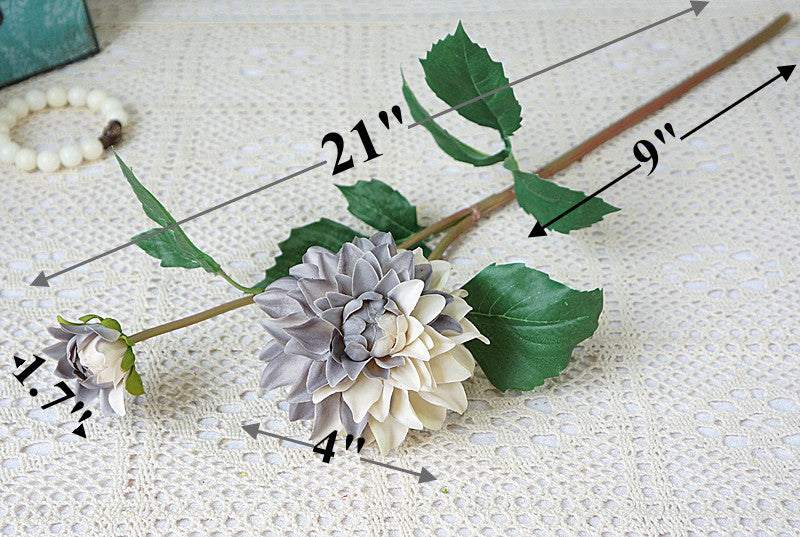 Tiges de dahlia d'automne en vrac 21" Fleurs violettes Décoration d'automne artificielle en gros