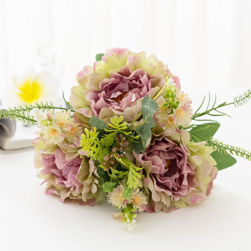 Bulk 12.6” Faux Silk Peony Bush Flowers Ideal for Wholesale & DIY Projects