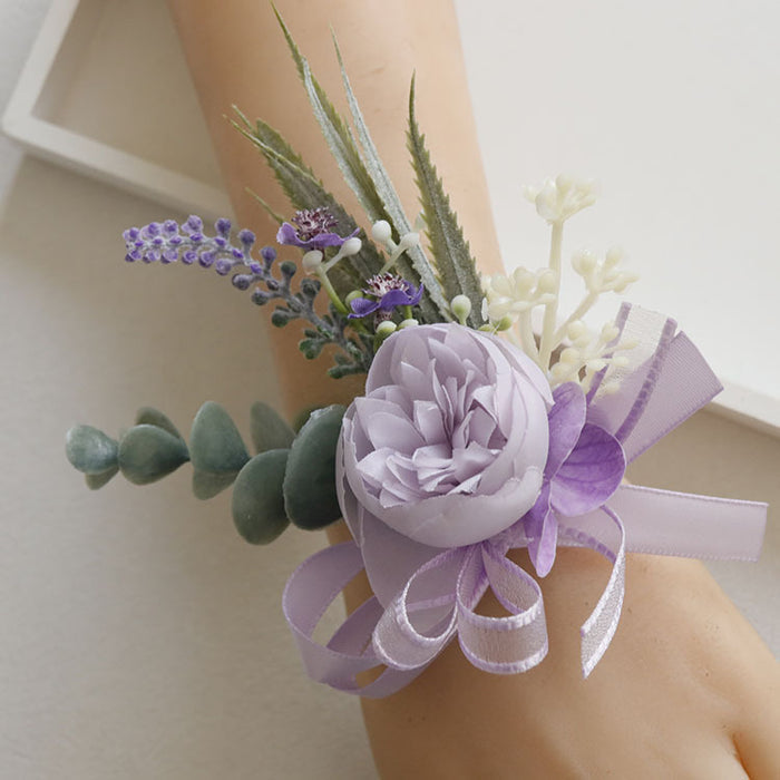 Bulk Purple Peony Corsage with Greenery Wholesale