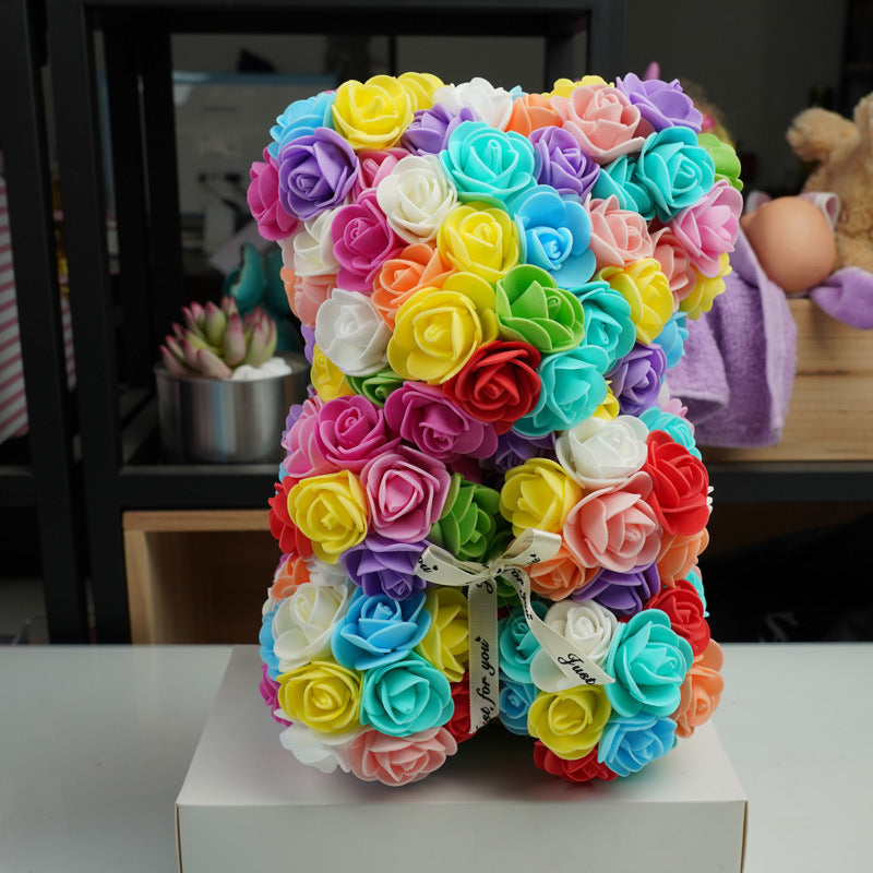 Bulk PE Rose Bear Artificial Foam Flowers Handmade Gift for Her Creative Gifts For Valentines Day Wholesale