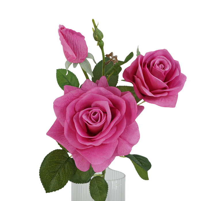 Premium Real Touch Rose with Bud Spray Stems