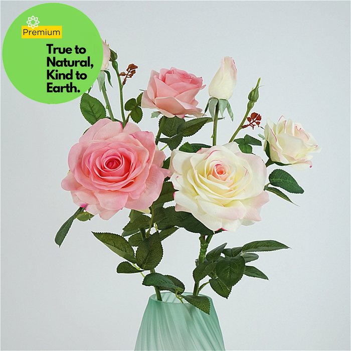 Premium Real Touch Rose with Bud Spray Stems