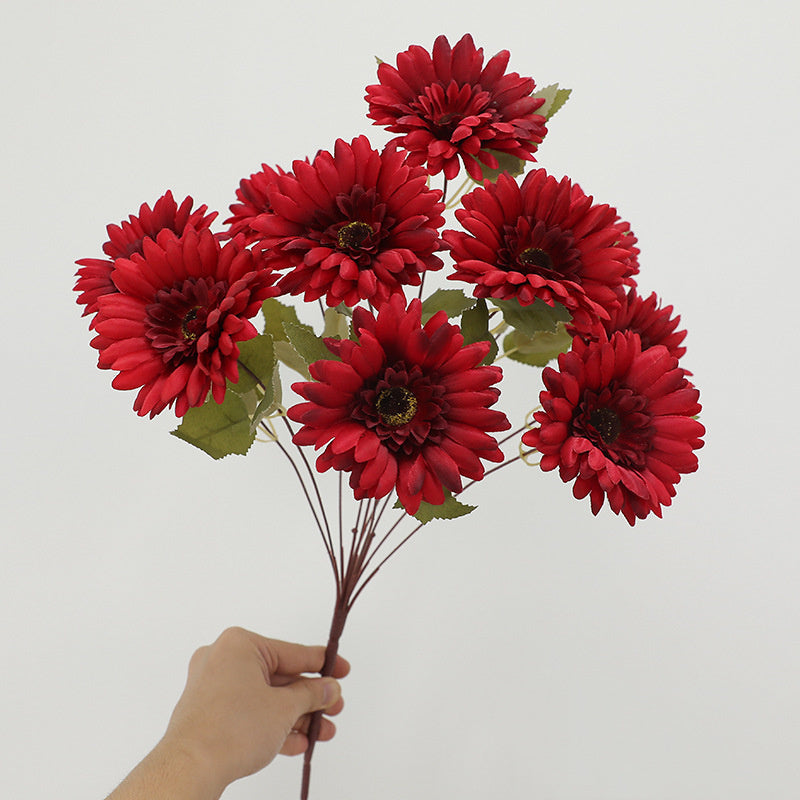 Bulk 19" Artificial Gerbera Daisy Bush - 9 Stems for Autumn & Winter Decor Wholesale