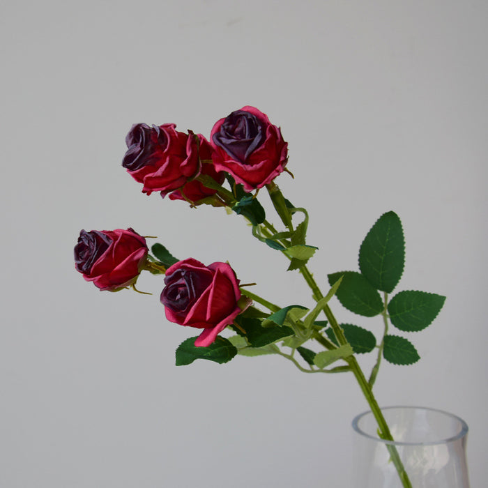 Bulk 17.3" Lifelike Artificial Mini Roses with Burnt Edge for Home Decor, Wedding Centerpieces, DIY Crafts Wholesale
