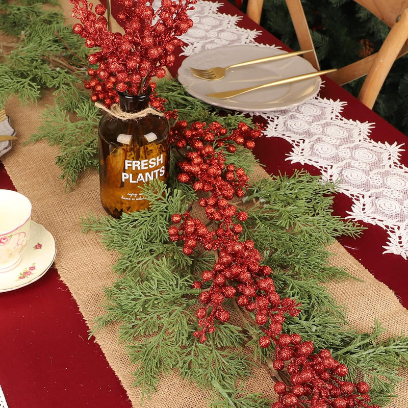 Bulk 30Pcs Christmas Glitter Berries Stems Christmas Ornaments Wholesale