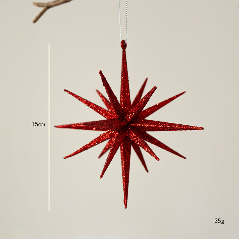 Bulk Glitter Starburst Star Christmas Ornaments Hanging Tree Ornaments Wholesale