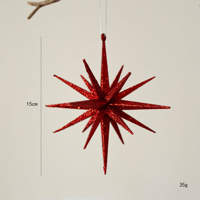 Bulk Glitter Starburst Star Christmas Ornaments Hanging Tree Ornaments Wholesale