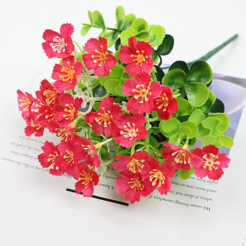 Flores artificiales a granel de 10 ", Oxalis para exteriores, resistentes a los rayos UV, plantas falsas para exteriores, venta al por mayor 