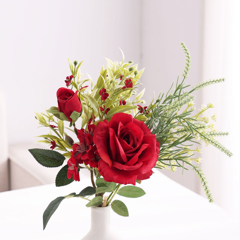 Bulk 16.5" Rose Bouquet Mixed Greenery Wedding Flowers Artificial Wholesale