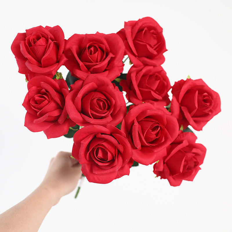 Bulk 16.5" Artificial Rose Bouquet Bush - Realistic Faux Flowers for Floral Arrangements, Home Decor, Wedding Centerpieces & DIY Crafts Wholesale