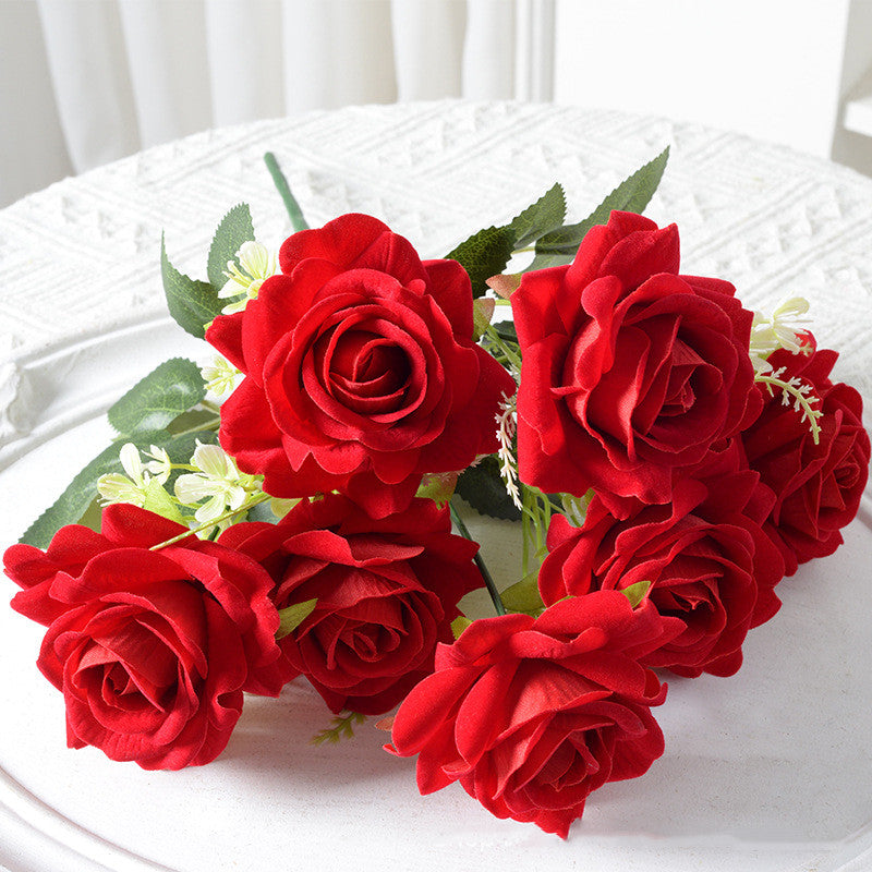 Bulk 13.5" Rose Bush Bouquet Faux Silk Rose Flowers Wholesale