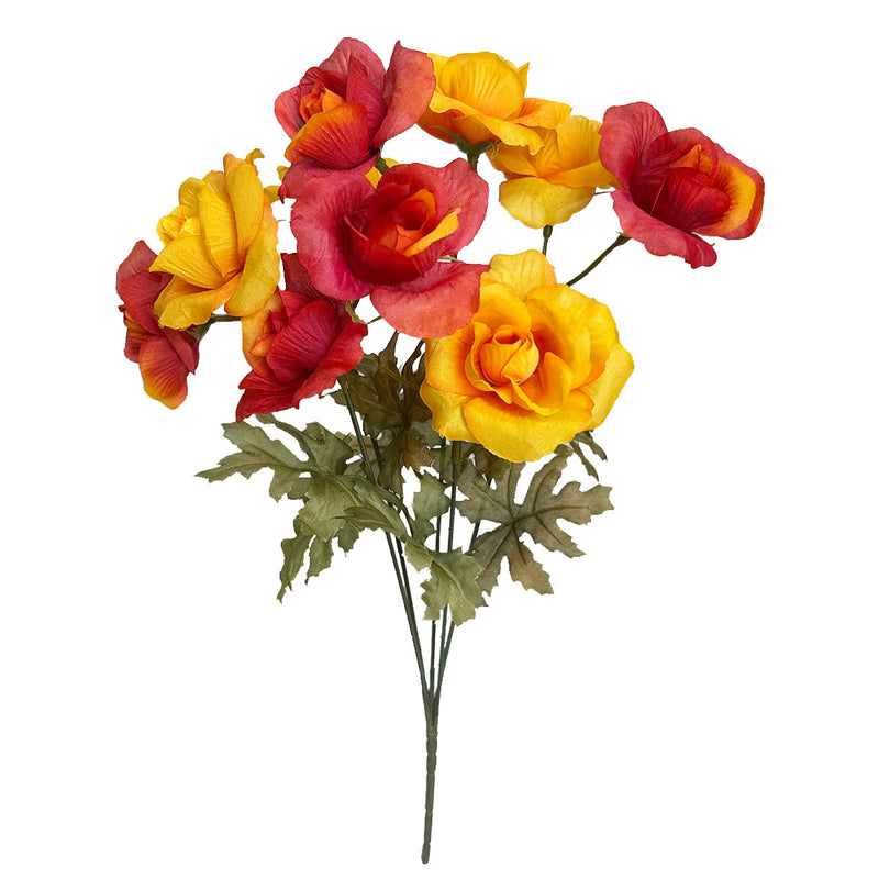 Bulk 14.9" Artificial Rose Bush Bouquet- Fall Decor, Faux Flower Arrangement for Autumn Home Decoration Wholesale