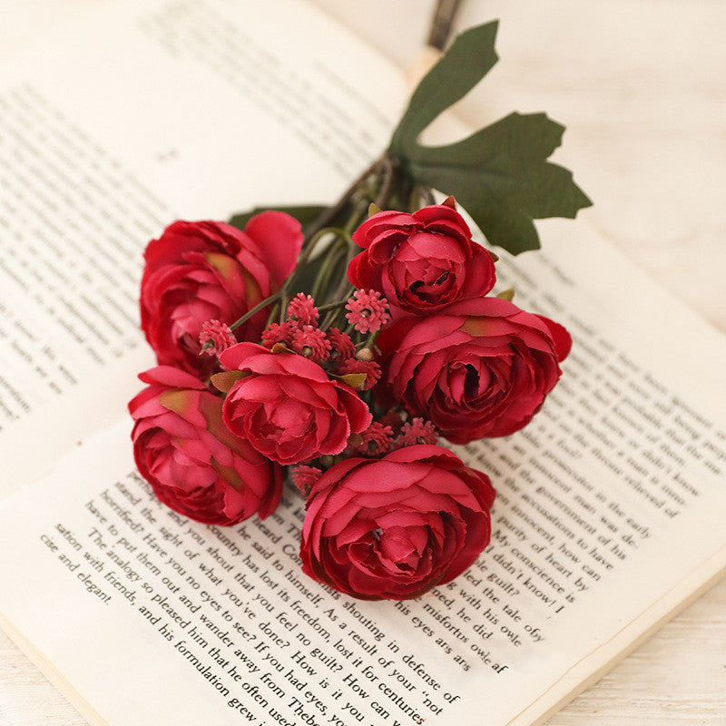 Bulk 12.5" Artificial Autumn Ranunculus Bouquet Realistic Fall Flowers for Fall Decor Thanksgiving Tabletop Wreath DIY Wholesale