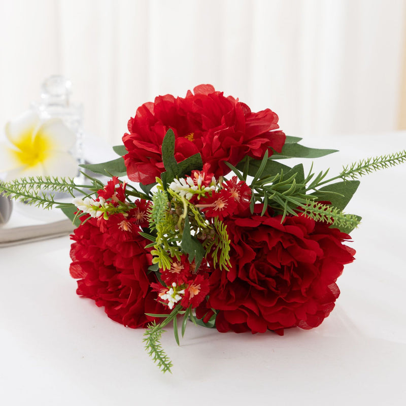 Bulk 12.6” Faux Silk Peony Bush Flowers Ideal for Wholesale & DIY Projects