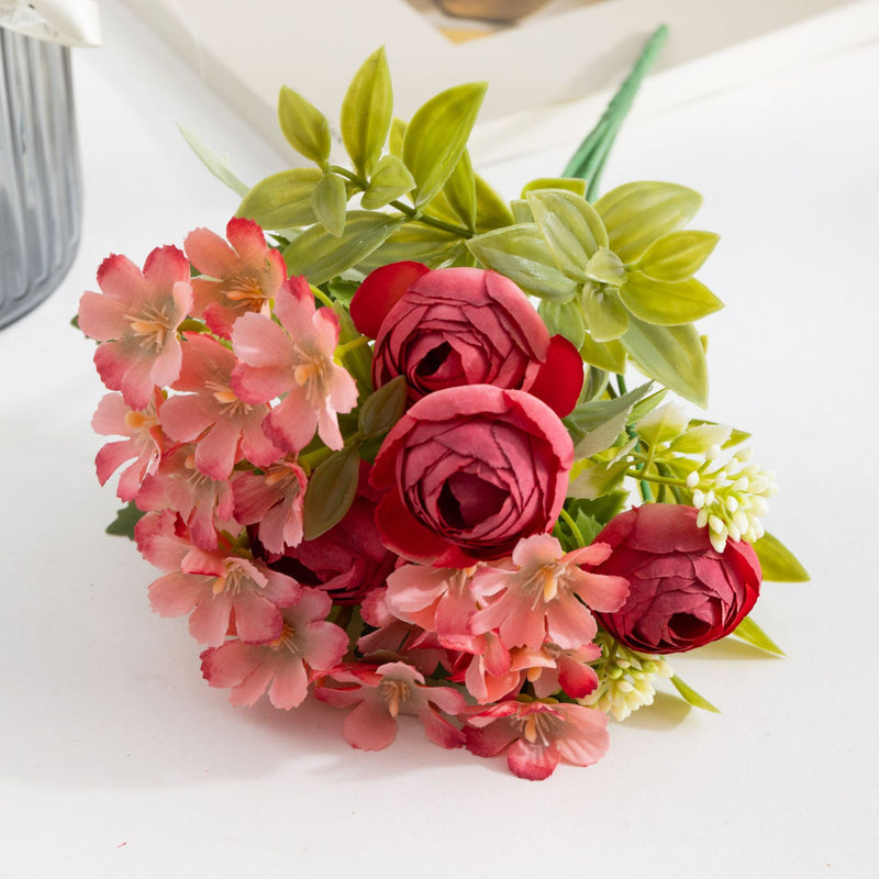 Bulk 11.5" Small Peony Buds Bush with Wildflowers Bouquet Wedding Flowers Wholesale