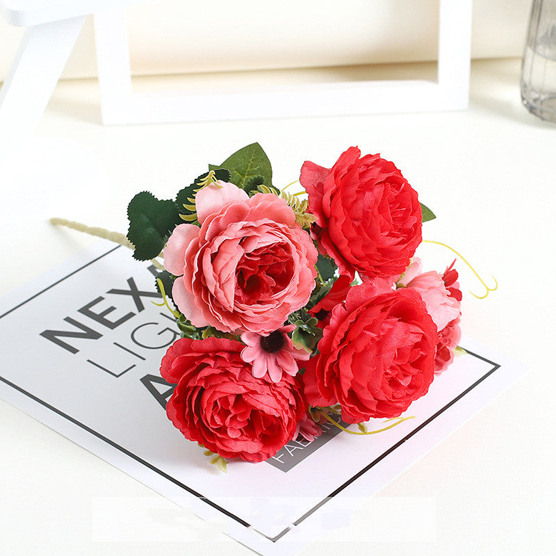 Bulk 11.8" Artificial Peony Bush Bouquet Mixed with Daisy for Table Small Arrangement Home Decor Wedding DIY Wholesale