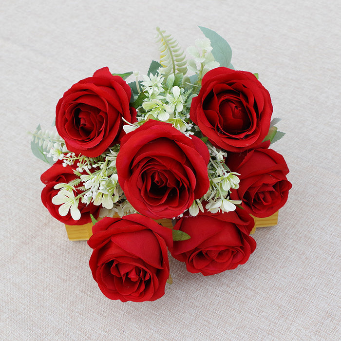 Bulk 10pcs 19 inches Tall Rose Bush Bouquet 7 Heads Artificial Rose Silk Flowers Wholesale