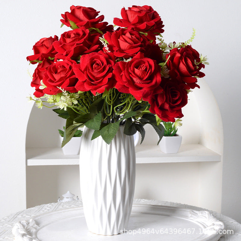 Bulk 13.5" Rose Bush Bouquet Faux Silk Rose Flowers Wholesale