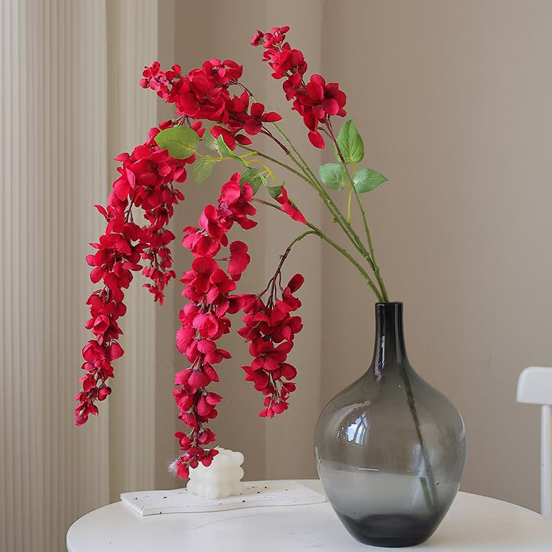 Tiges de glycine extra longues exclusives en vrac Fleurs artificielles suspendues violettes pour grands vases en gros 