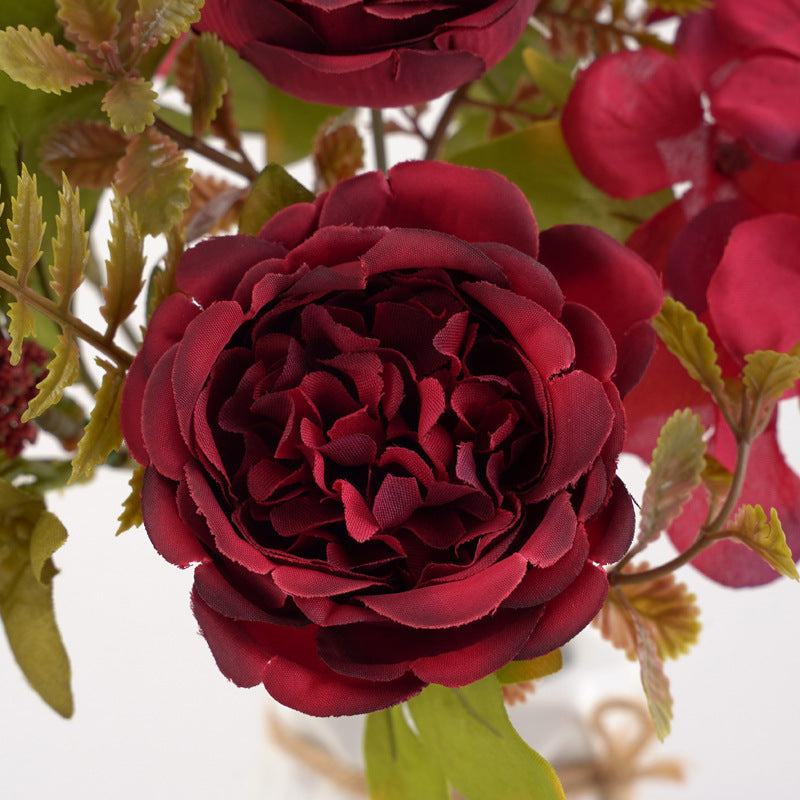 Bulk 12.5" Mixed Flowers Arrangement Peony Rose Bud Hydrangea Bush Bouquet Wholesale