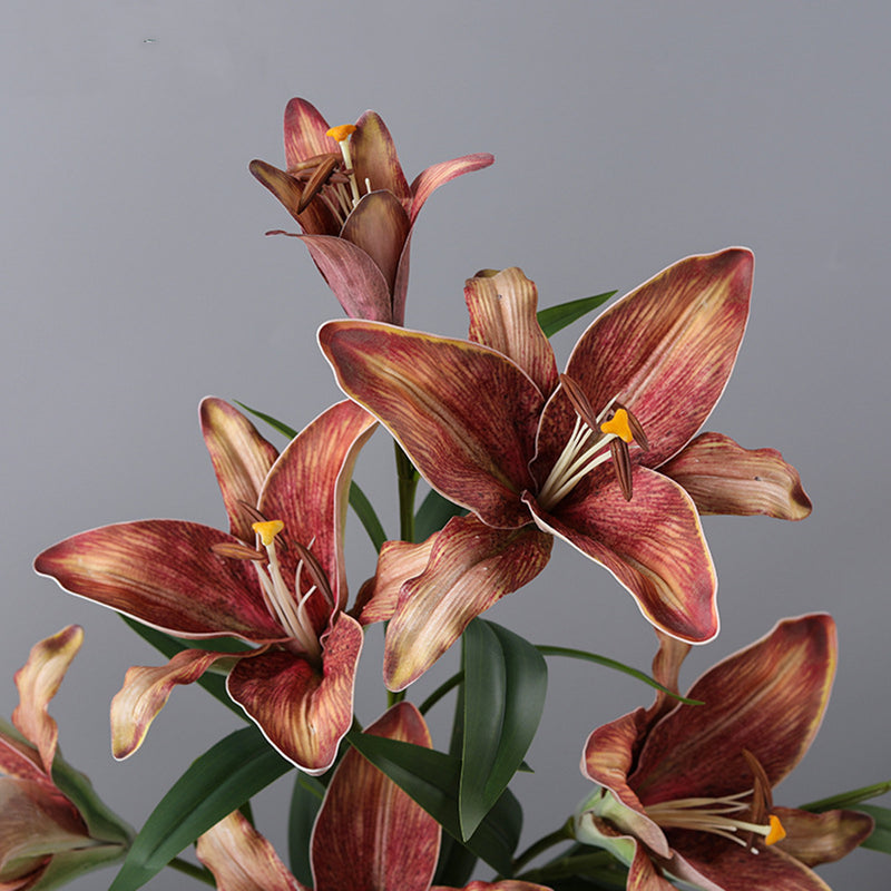 Bulk 33 inches Tall Extra Retro Lilies Spray Stems Real Touch Flowers Wholesale