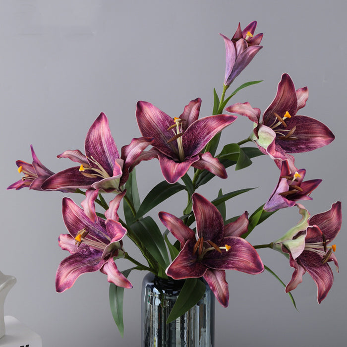 Bulk 33 inches Tall Extra Retro Lilies Spray Stems Real Touch Flowers Wholesale