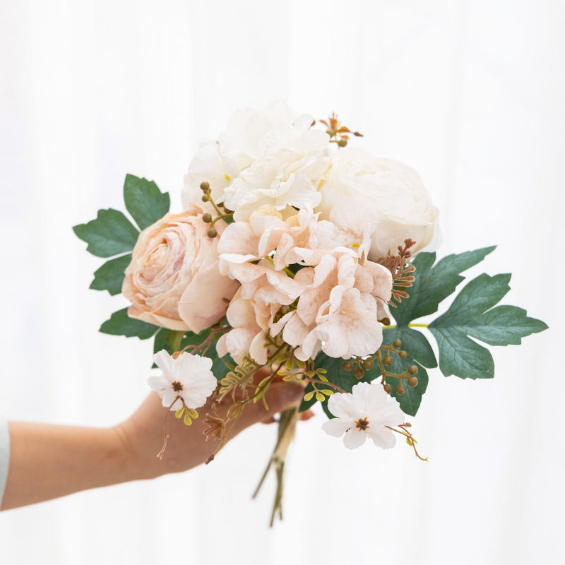 Bulk 12.8" Retro Peony & Hydrangea Mixed Faux Flower Bouquets Wholesale