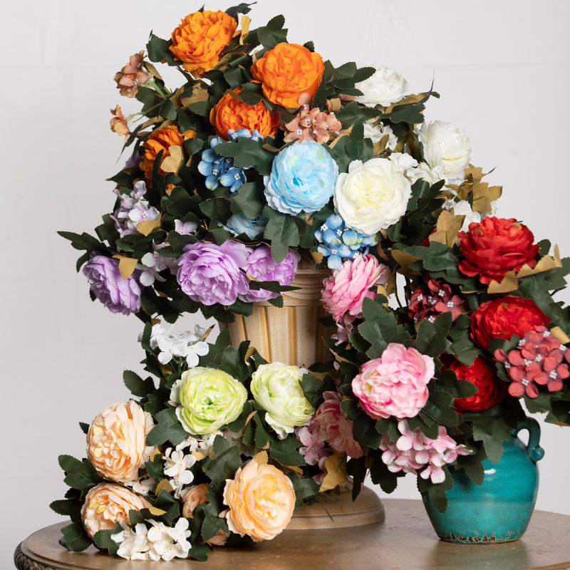 Bulk 16" Vintage Peony Bush Bouquet Mixed Hydrangea Retro Wedding Crafts Party Wholesale