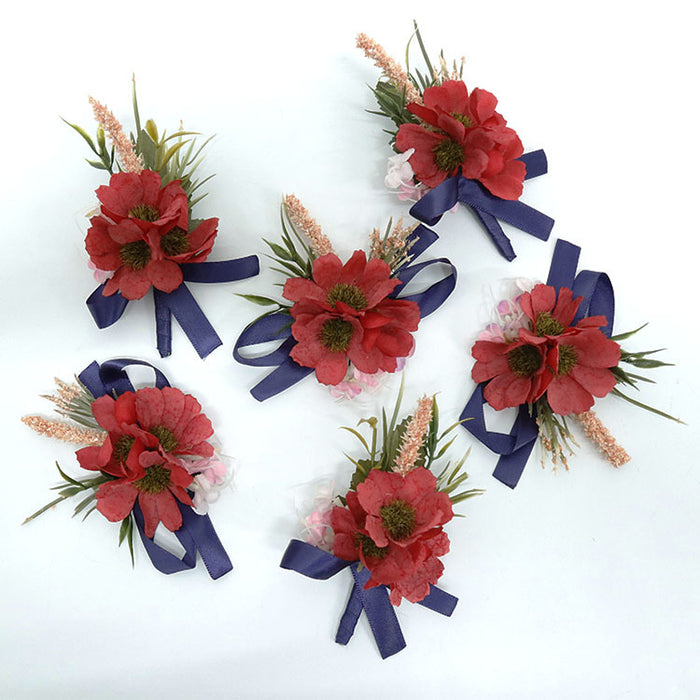 Bulk Retro Red Peony Daisy Boutonnieres and Corsage Wholesale