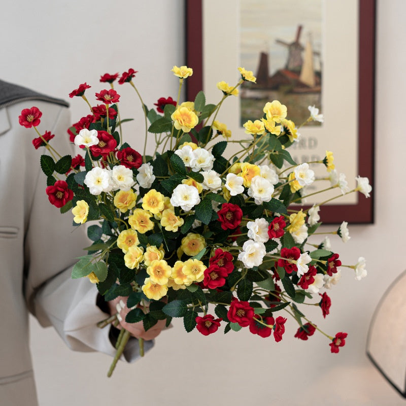 Bulk 14" Rosa Bush Plants Artificial Silk Flowers Wholesale