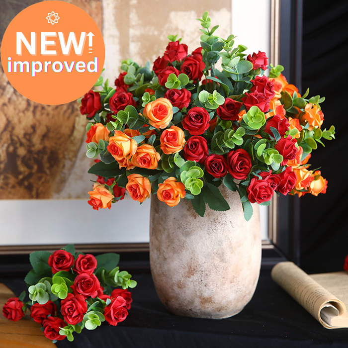 2025 Upgraded Miniature Roses Bouquet Bush Artificial Silk Flowers Wholesale