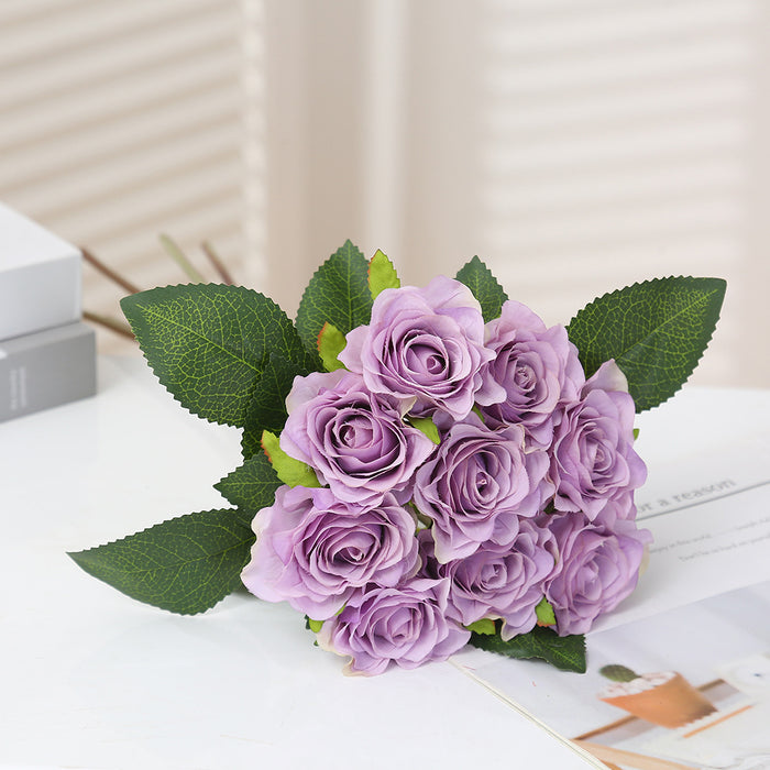 Bouquet de roses artificielles en soie de 16 pouces de haut en vrac