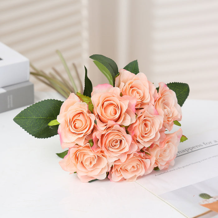 Bouquet de roses artificielles en soie de 16 pouces de haut en vrac